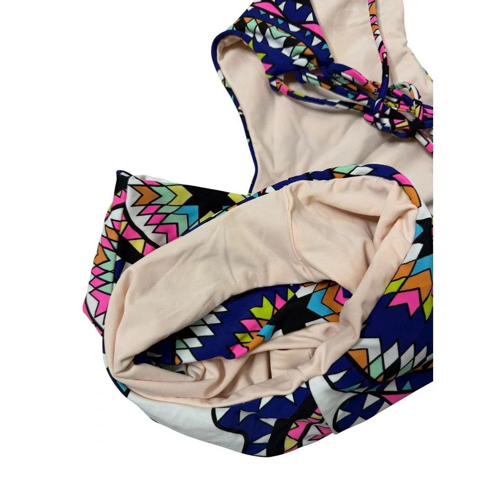Mara Hoffman Geometric Print Cutout Monokini One Piece Swimsuit XS Multicolor